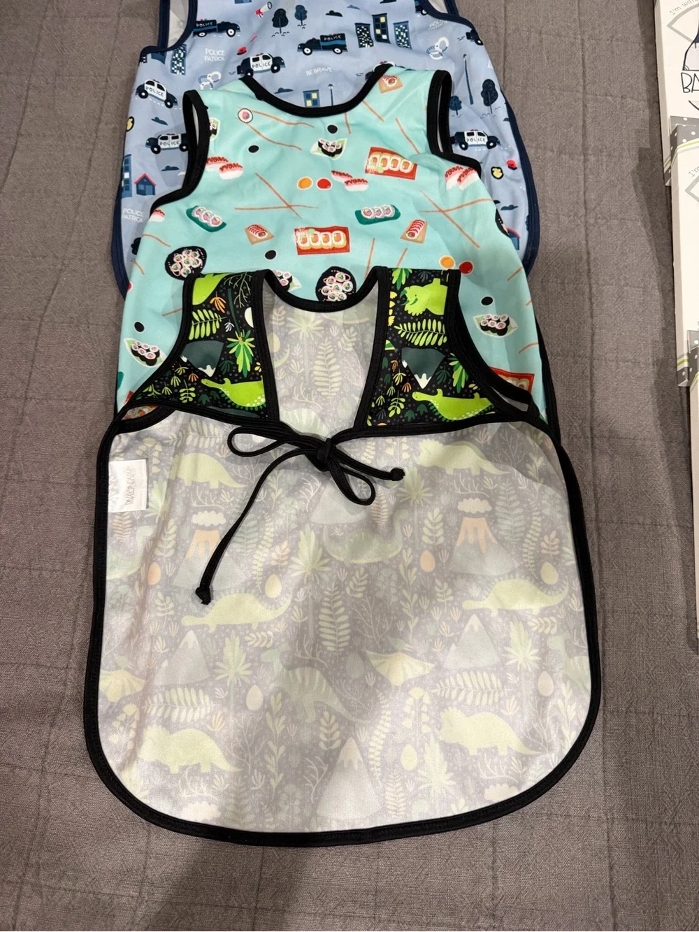 Kids Sleeveless Bib Set - Blue, Mint & Black Dino Prints